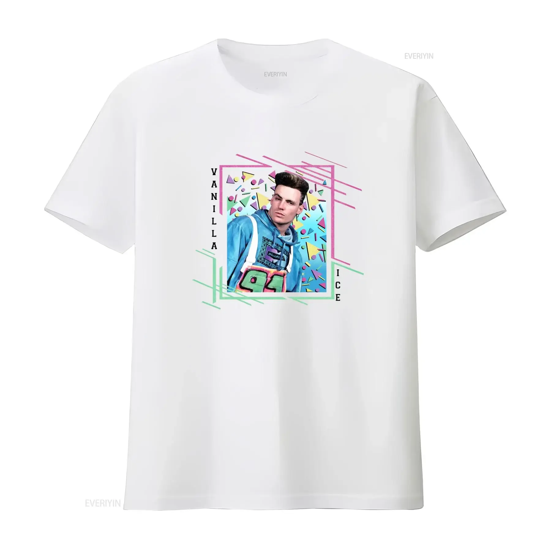 Vanilla Ice Triangles Music Print T Shirt for Men Fashion Streetwear vintage Washed Stretched Unisex designer clothes Soft