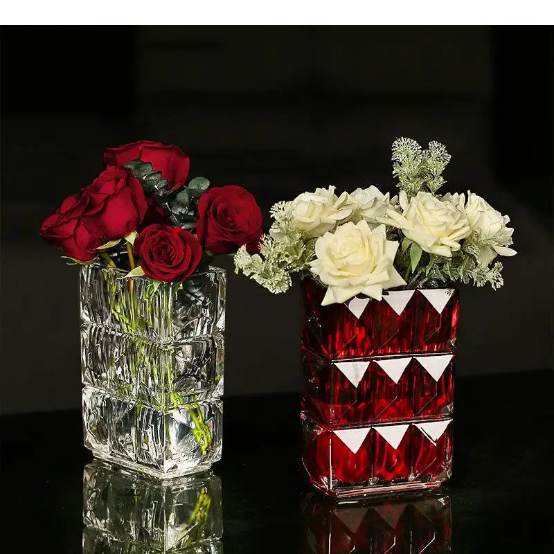 Brilliant Crystal Glass Vase Desk Decoration Floral Vases Hydroponics Flower Pots Decorative Arrangement Modern Decor