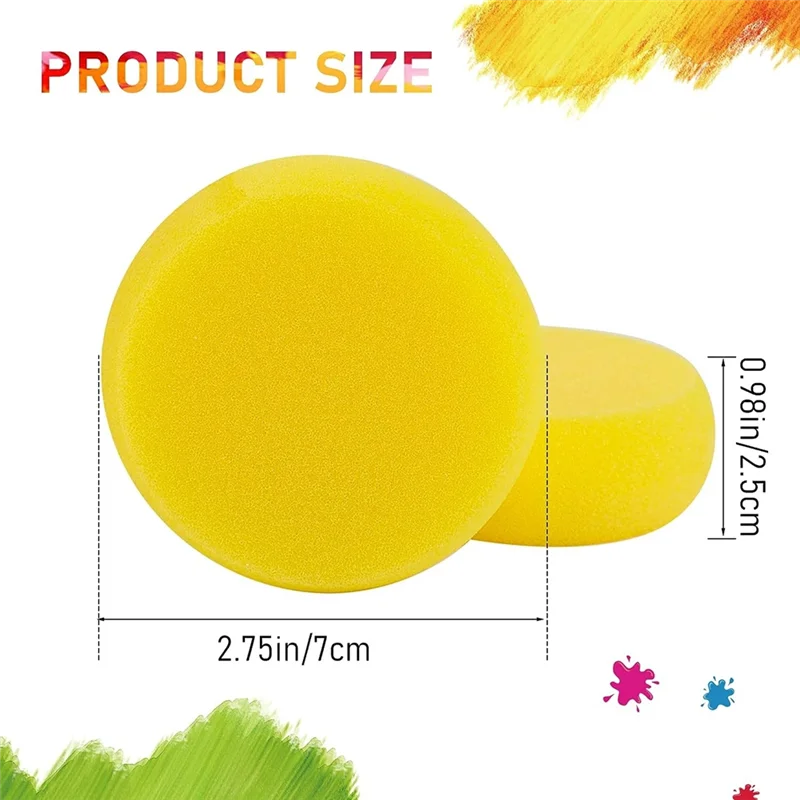 ABBN-70Pcs Runde Malerei Schwamm 3 Zoll Gelb Synthetische Schwamm Aquarelle Künstler Schwamm Für Malerei, Töpferei Ton Kunst Handwerk du
