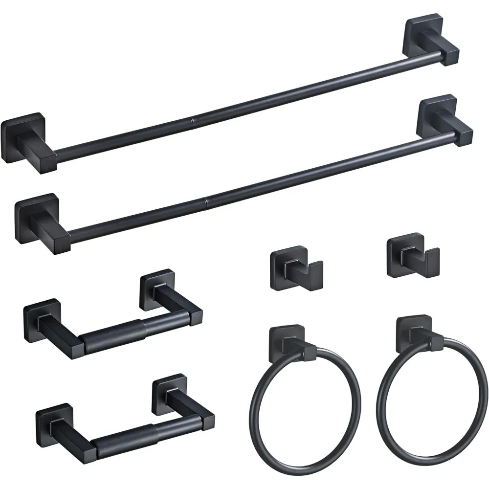 

Коллекция матовой черной фурнитуры для ванной комнаты из нержавеющей стали, настенный набор вешалок для полотенец с вешалкой для полотенец для рук 23,6 и полотенец