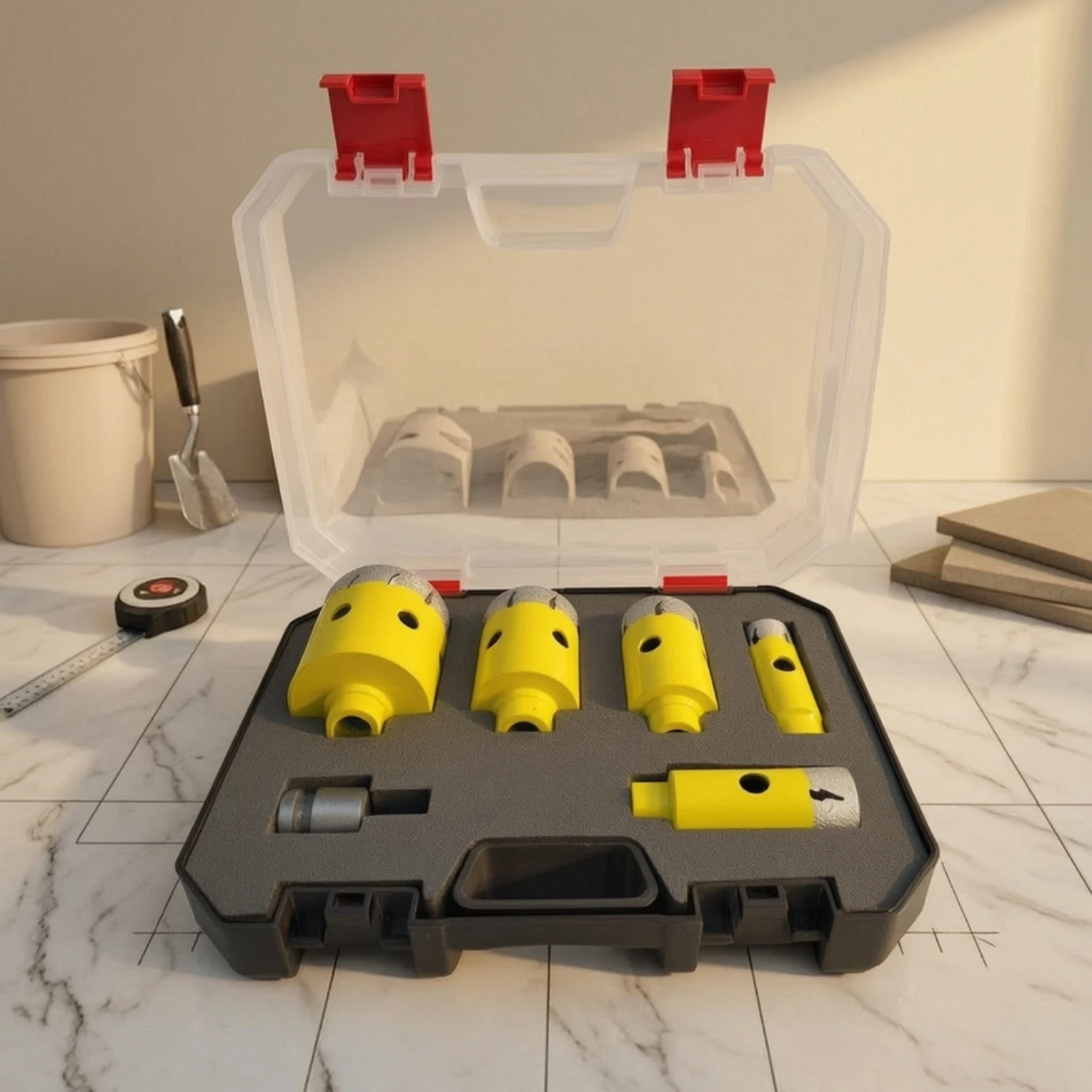 6 Pieces Diamond Hole Saw Kit with Storage Case M10 Diamond Drill Bit Set Hole Saw Kit with Storage Case Compact Tool - view 5