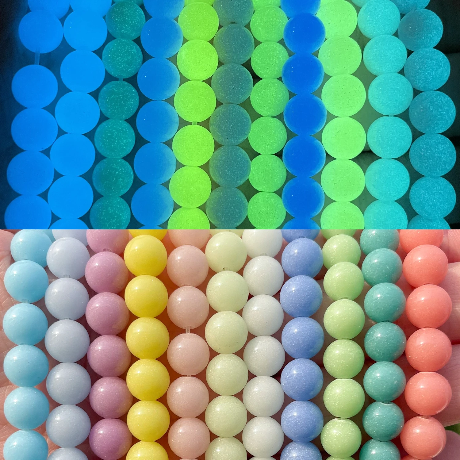 6/8/10mm Natural Luminous Stone Beads Light Glowing In the Dark Round Beads for Jewelry Making Handmade DIY Bracelets Necklace