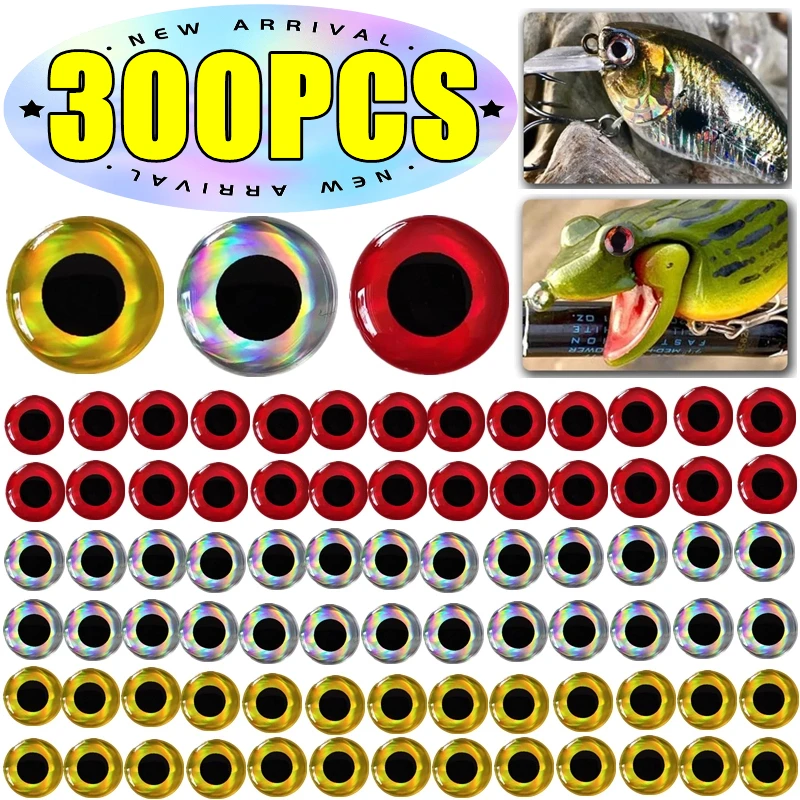 Le plus récent 100-300 pièces leurre de pêche yeux holographiques 3D 3/4/5/6mm leurres artificiels Simulation globe oculaire bricolage pour appâts de pêche à la mouche yeux