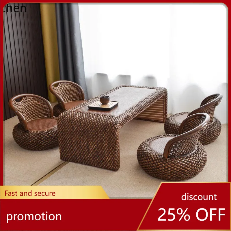 

HXL Rattan Tatami Tea Table Bay Window Table Zen Tea Drinking Platform Low Table