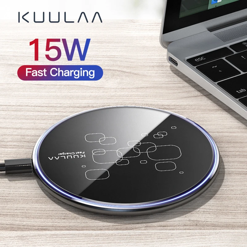 15W Wireless Charger For 14 13 12 11 Max XS XR 8 Plus Mirror Wireless Charging Pad For S9 S10+ Note 9 8