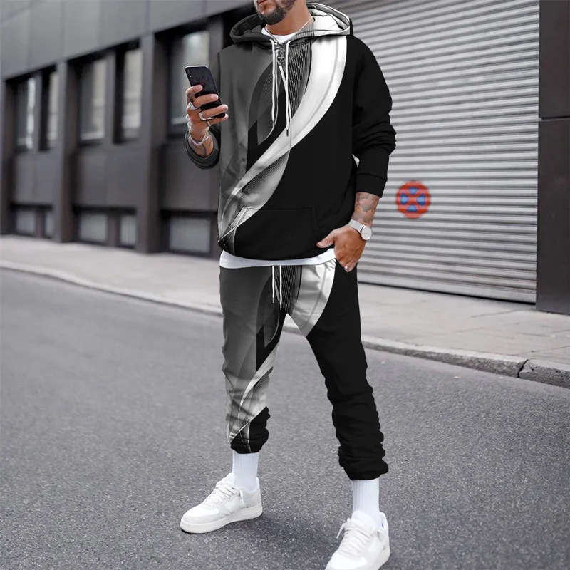 Autumn Fashion Hoodie Suit 3D Print Men's Hoodie 2 Piece Set Streetwear Pullover Sweatshirt Male Casual Tracksuit Hoodie Set