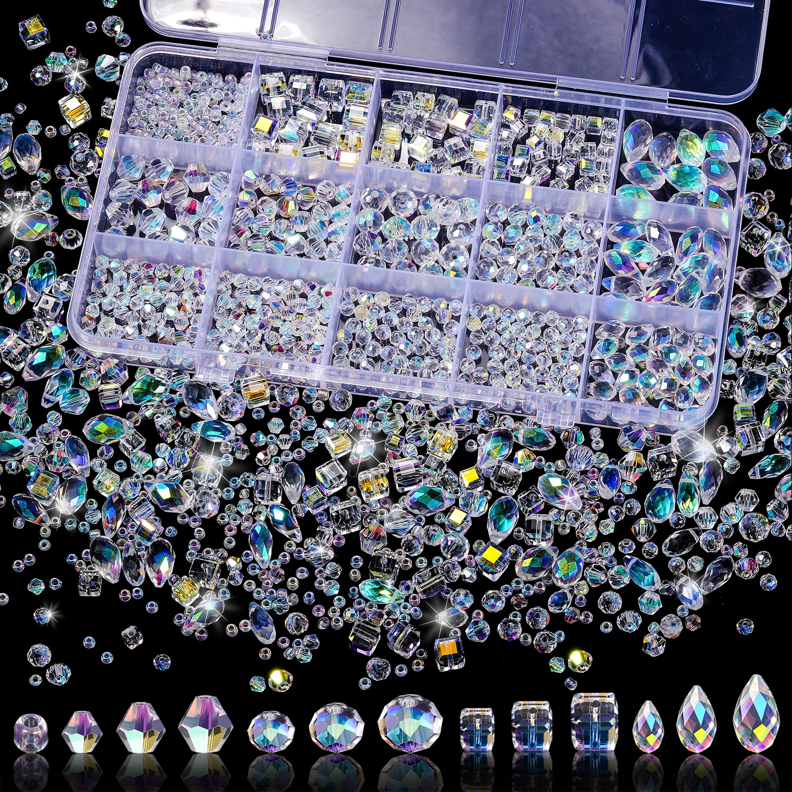 Mehrfarbige Facettierte Kristall-Serie Set Quadratische Tropfenförmige Glasperlen für Schmuckherstellung DIY Anhänger Zubehör Großhandel – Detail 6