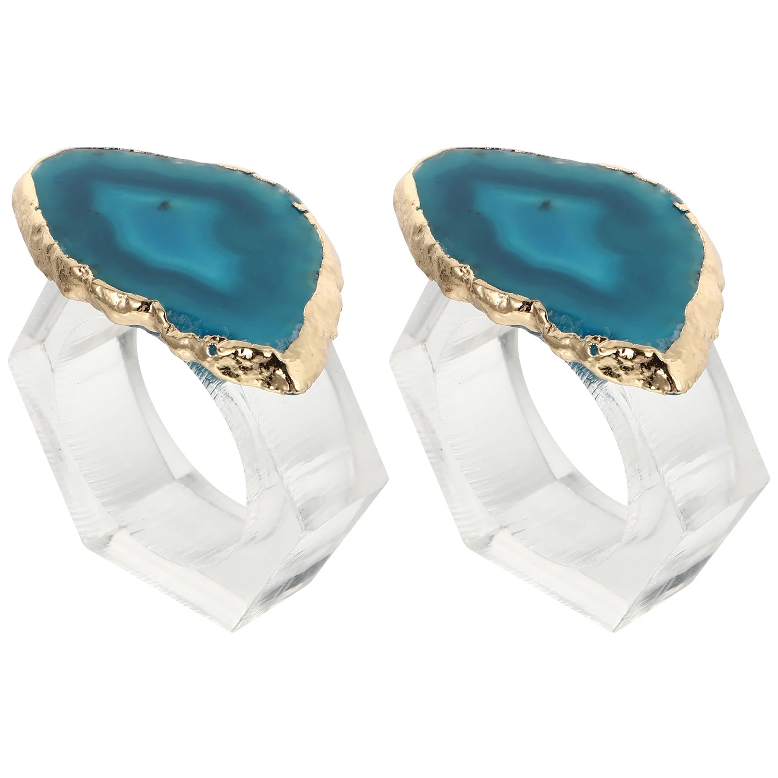 

2 Pcs Napkins Ring Holders Decoration Buckle Dining Table Chic Agate Rings Delicate