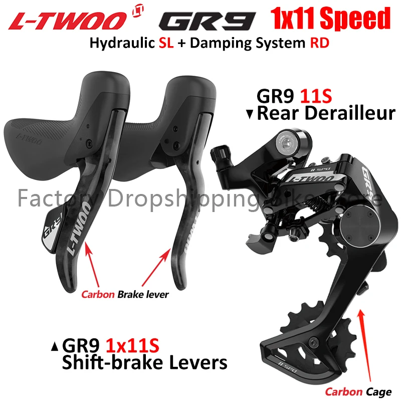 LTWOO GR9 1x11 Speed Hydraulic Brake Gravel Road Bike Groupset 11V Carbon Fibre Shifter Lever Damping System Rear Derailleur