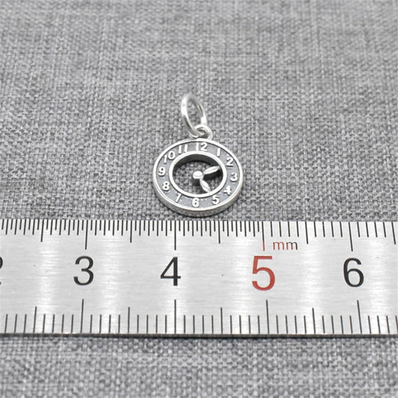 2 Pieces Circle Clock Charms in 925 Sterling Silver for Necklace and Bracelet Making