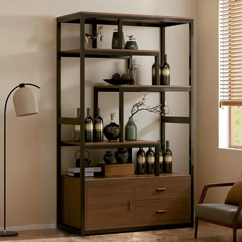 New Chinese Bogu frame, tea room rack, tea display cabinet, non-solid wood partition, antique frame, living room ornament shelf