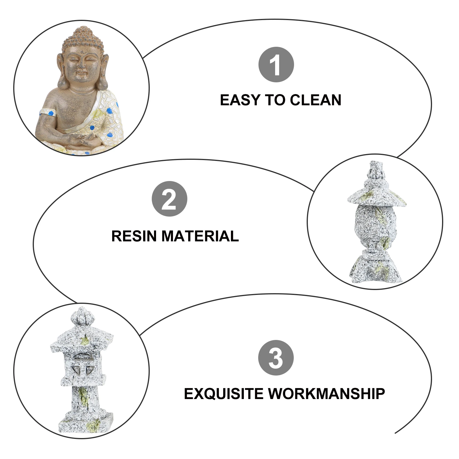 

Resin Buddha Statue Figurine Garden Terrace Decoration Waterproof Retro Color Mini Zen Outdoor Indoor nament