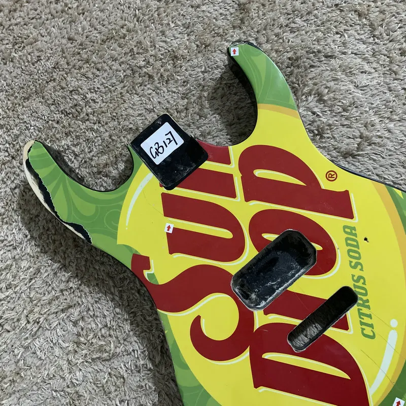 Sun Drop Electric Guitar Body Transfer Printting Tremolo Model Unfinished 6 Strings Guitar DIY Parts with Damages GB127