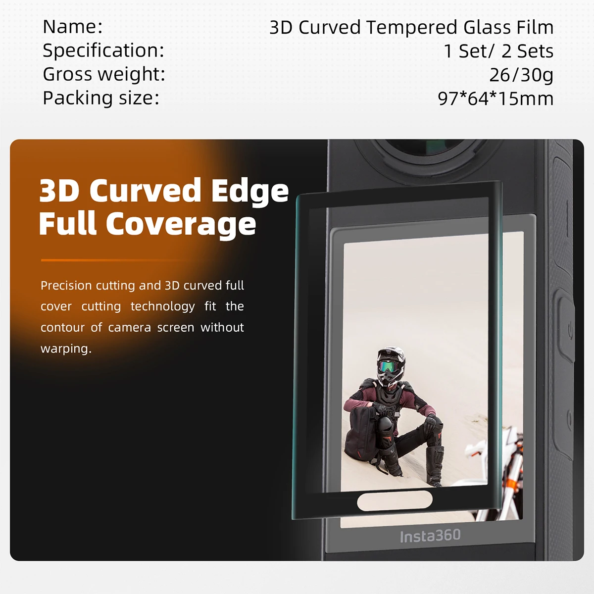 واقي شاشة عالي الدقة من الزجاج المقسى لملحقات Insta360 X4 Insta360 X4 كاميرا تغطية كاملة أفلام واقية