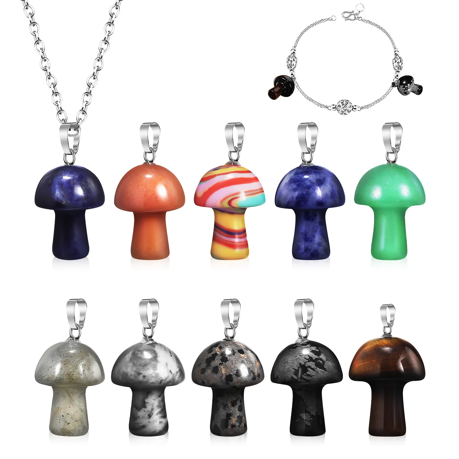 10Pcs Delicate Crystal Mushroom Pendants Versatile Charms for Necklace Bracelet Earring Keychain Crafting Mushroom Pendant