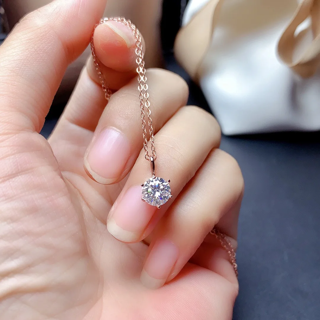 

925 Sterling Silver Necklace Chain Round MoissanitePendants for Women Gift Colgantes De or Bizuteria Gemstone 925 Topaz Pendants