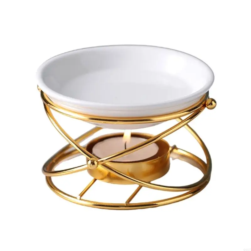 Q9QA Gold Scent Burners Ceramics Candle Holder for Home Decoration Heat Resistant for a Luxurious Indoor Environment