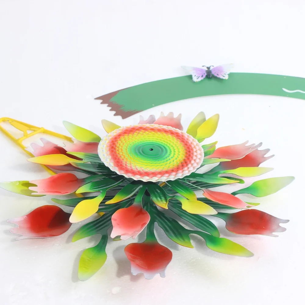Rustic Metal Sunflower Wind Spinner Garden Ornament Outdoor Patio Yard Decorative Ground Stake Wall Hanging Art