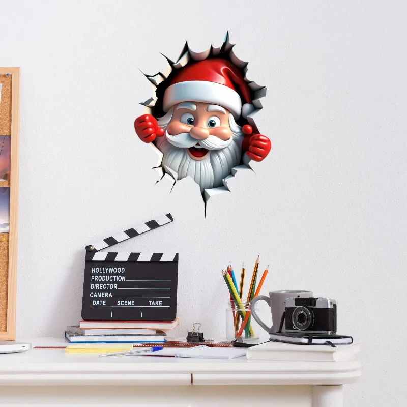 سانتا كلوز غطاء مقعد المرحاض ملصق مقاوم للماء باب الحمام والجدار ملصق مائي ذاتي اللصق الكرتون عطلة ديكور #2