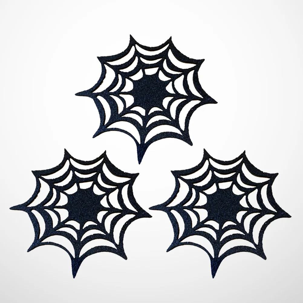 

3Pcs Halloween Spider Web Placemat Nonwoven Heat Resistant Anti Table Mats Decorative Party