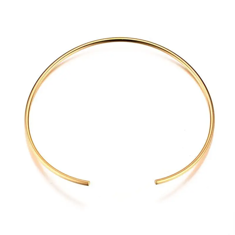 Stainles Steel Jewelry Chocker Collar Necklace For Women Open Neck Cuff Torques , Minimalist Mom Girlfriend Valentine's Day Gift image 3