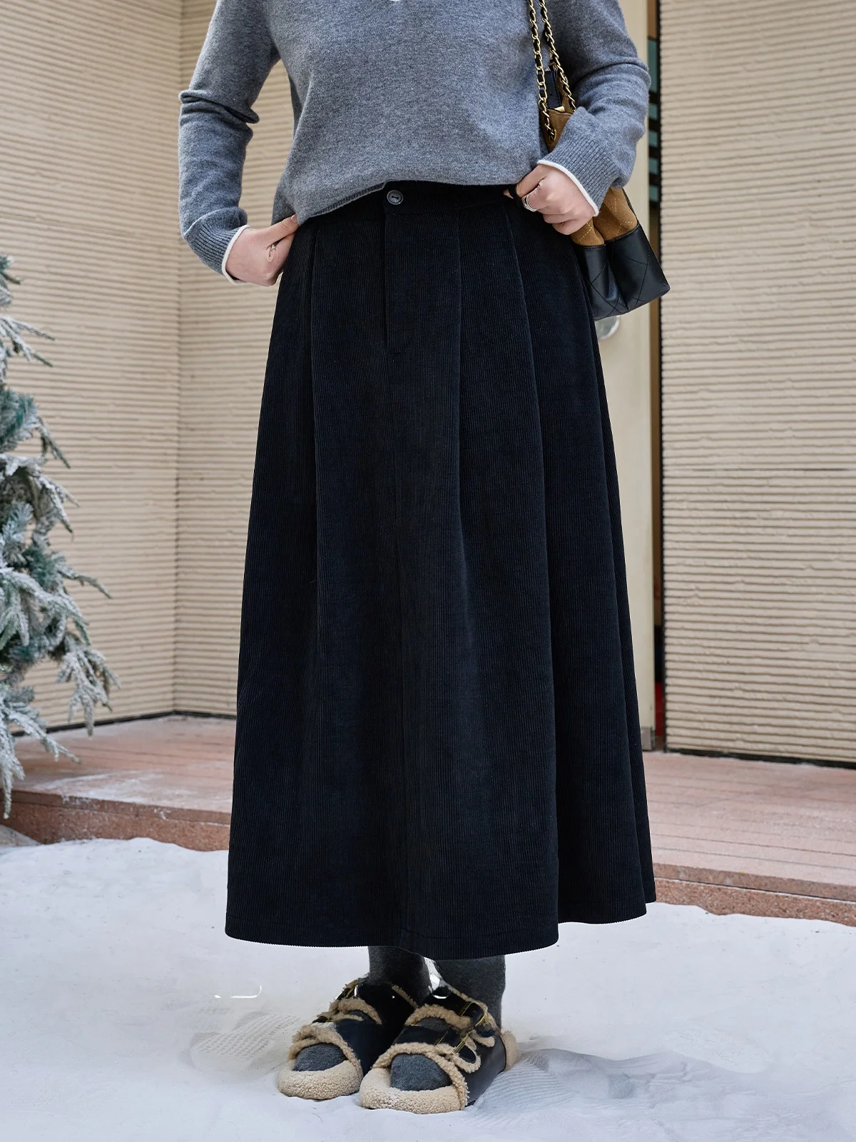 

Зимняя теплая юбка А-силуэта для полных женщин, с высокой талией, из смесового полиэстера, удобная, повседневная, для работы и отдыха