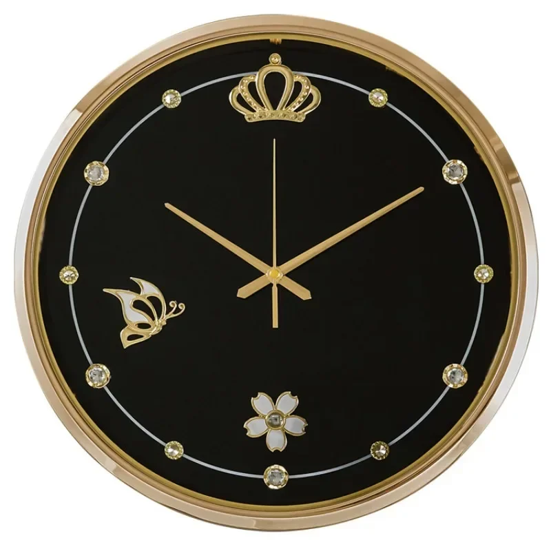 Modern simple wall living room home round clock wall hanging light luxury brass creative Internet celebrity silent decorative