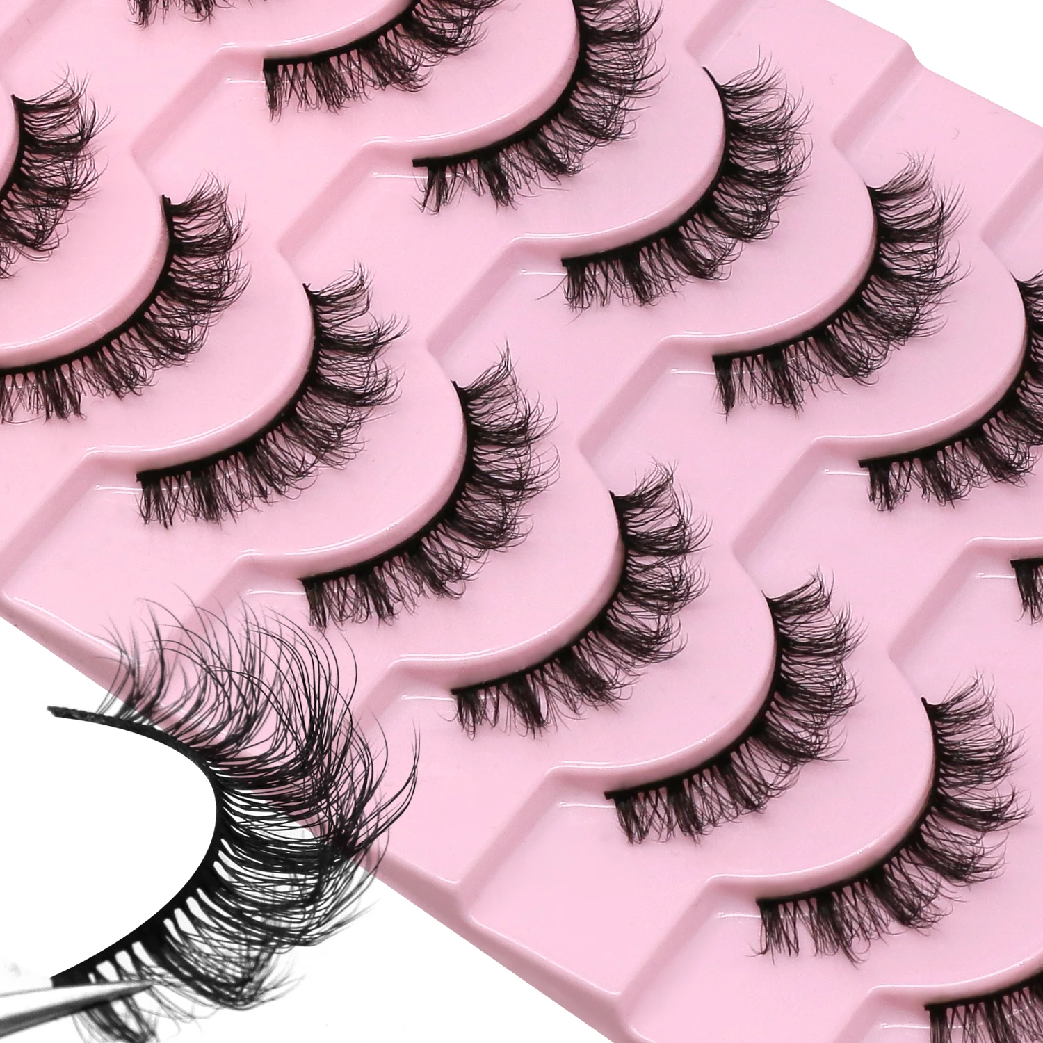 ขนตาปลอม GROINNEYA แบบขนแมว 3 มิติ ให้ความหนาแน่น เหมือนขนตาต่อ ขนตาปลอมมิงค์ ดูหนา นุ่ม งอนแบบ D