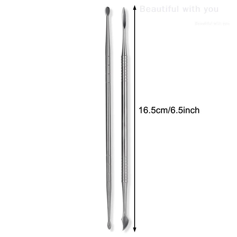 New3Pcs Dual-end-Skulptur Spachtel Stift Für Nail art UV Gel Polnischen Spitze Carving Blume Malerei Stift Nagel Design werkzeug Maniküre Werkzeug