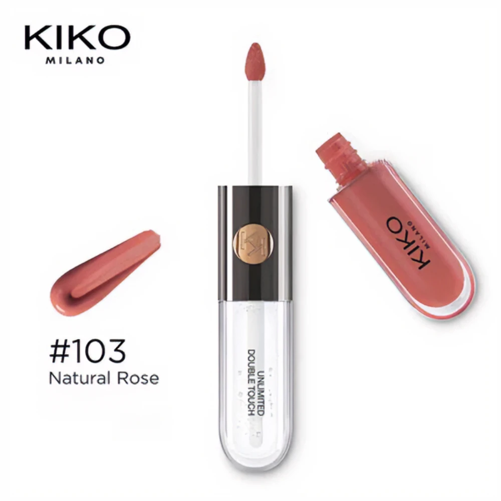 KIKO Milano Unlimited Double Touch 103 Milk Tea 2-in-1 Liquid Lipstick Long Lasting Nonstick Mirror Moisturizing Lip Gloss Women