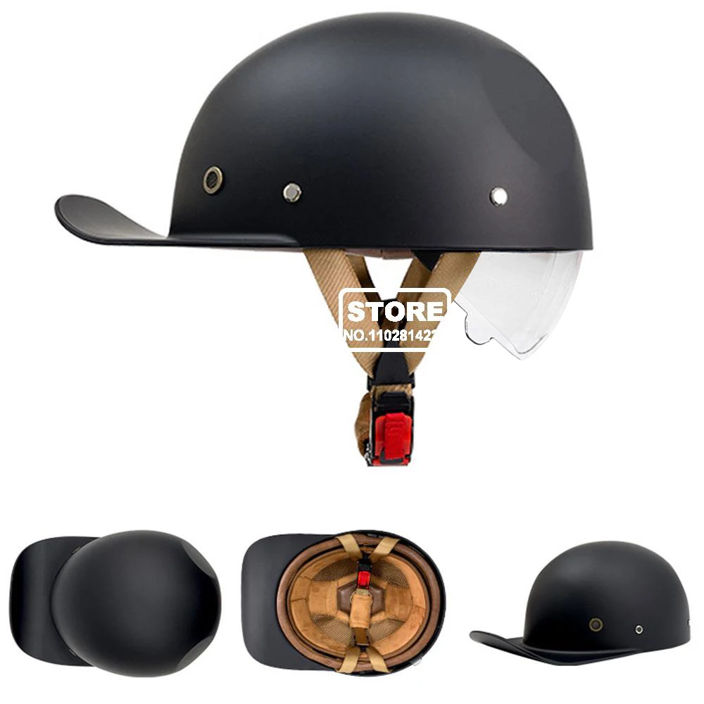 NONE Vintage Moto Helm DOT Zertifizierung Schutz Kappe Retro Motorrad Helm Männer Frauen Baseball Kappe Halb Helm 7