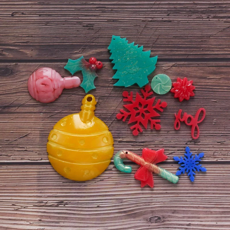 diy Christmas Series7Colorful Ball Snowflake Crutch Alphabet Socks Tag Pendant Silicone Mold