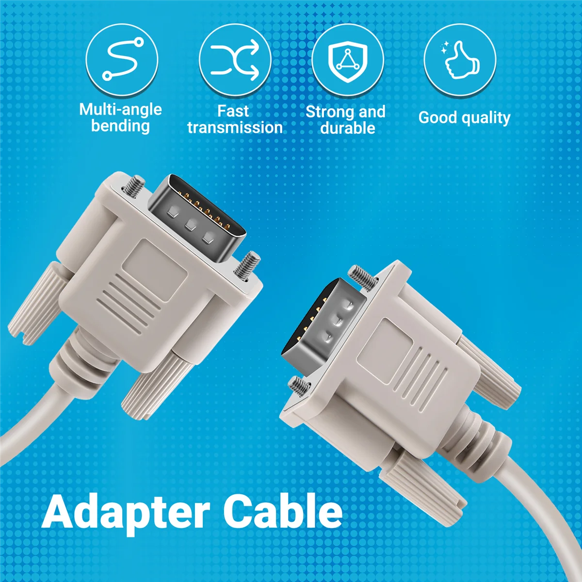 Qualitative! 1.4M RS232 DB9 9 Pin Male to VGA Video 15 Pin Male Adapter Cable Light Gray