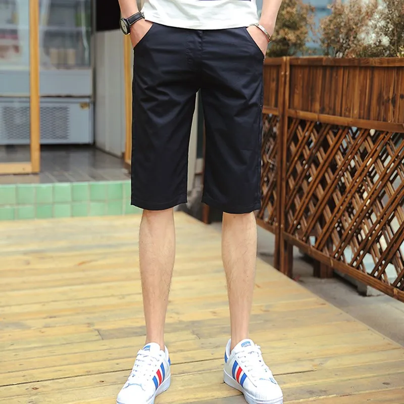 

Летние мужские шорты прямого кроя, укороченные, повседневные, пляжные, из смесового хлопка, удобные, дышащие, модные