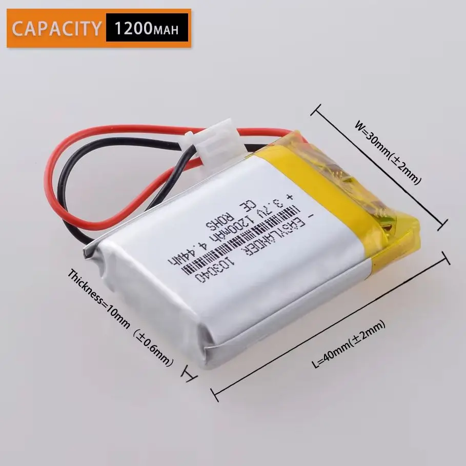 3.7V 350mAh~1400mAh  XH2.54 2Pin Lithium Li-ion Polymer Battery 303040 403040 503040 603040 703040 803040 903040 103040 123040