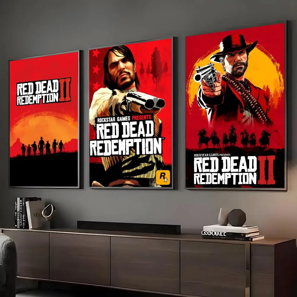 Game TV-Red-Dead-Redemption 2 Painting Calligraphy HD Art Wall Room Decor Home Waterproof Home Living Bar Decorative Paintings