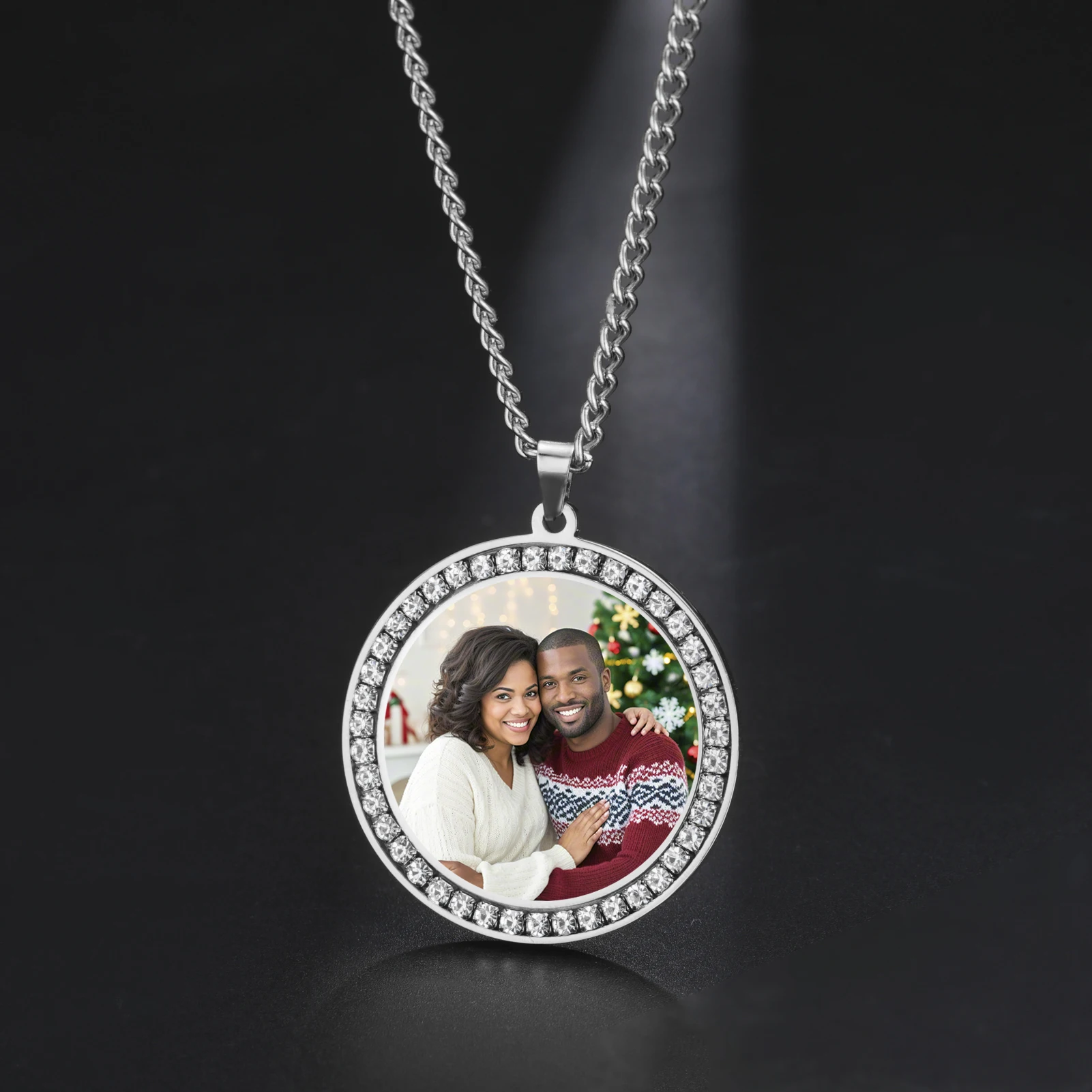 

COOLTIME Custom Photo Necklace Personalized Memory Medallions Picture Pendant Necklace Jewelry Gift for Him Her