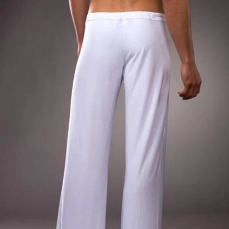 Men's Home Pants Pajama Thermal Underwear Solid Color Lace-Up Loose Large Size Long Johns Yoga Clothes Legging