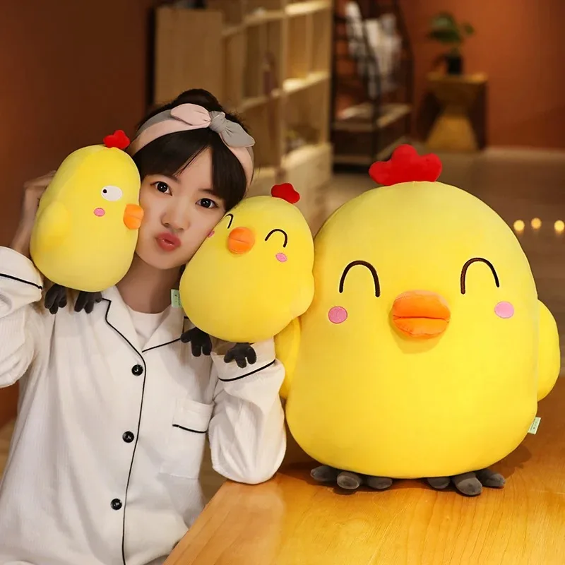 Glückliches lustiges Gesicht süßes Huhn Plüschtier Kawaii weiches Huhn Plüschtiere großes Umarmungskissen Mädchen Geschenk