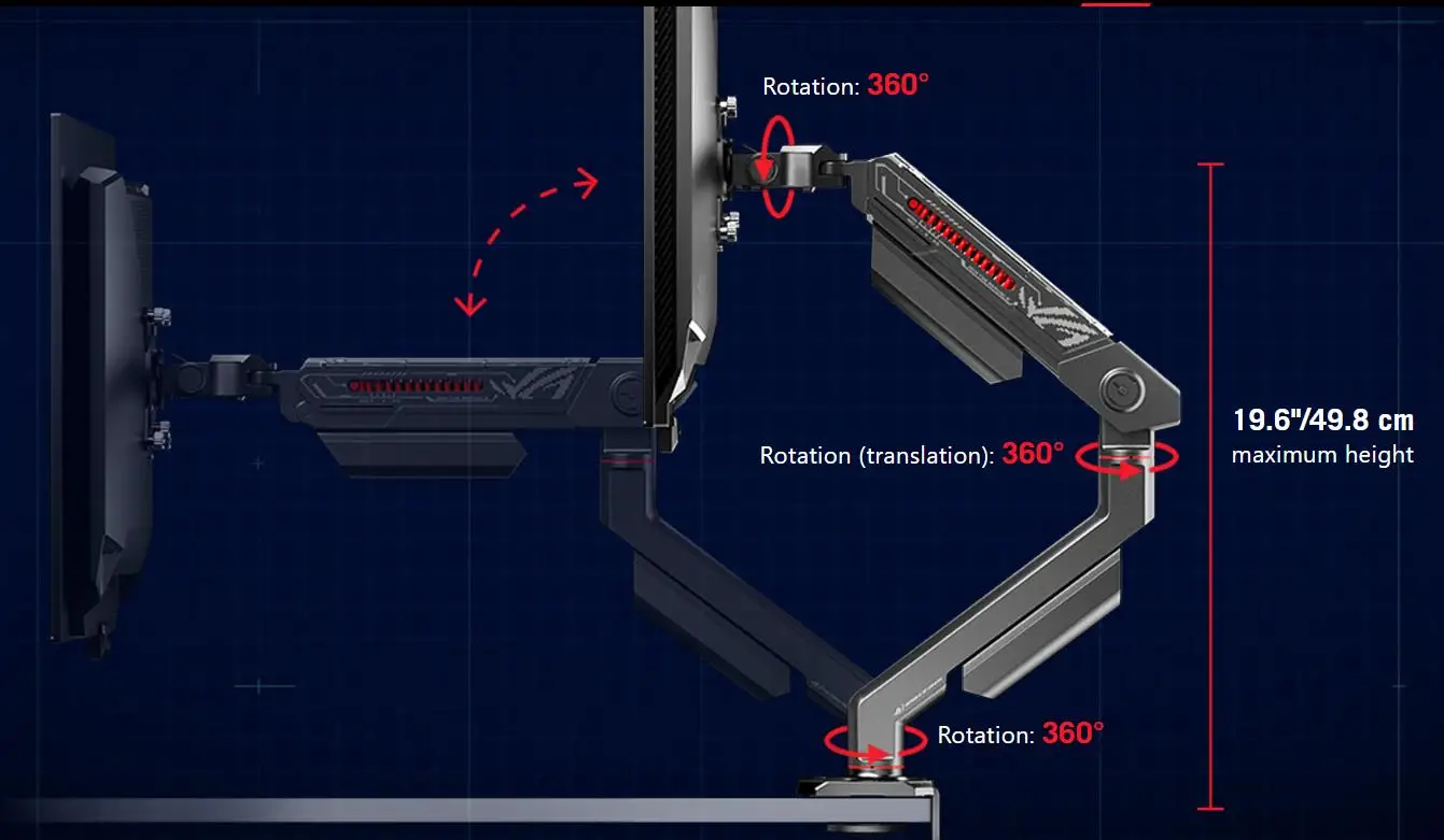 Rog Ergo Monitor Stand Aas01 Stelt Gamers In Staat Om Een Ergonomische En Nette Speelapparatuur Ruimte Te Creëren