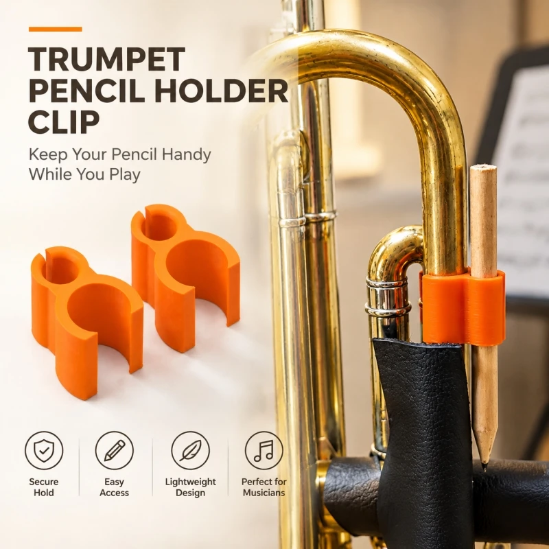 Trumpet Pencil Holder Clip Jazz Brass Players Marching Band Instrument Accessories Musician Gift Stage Kit