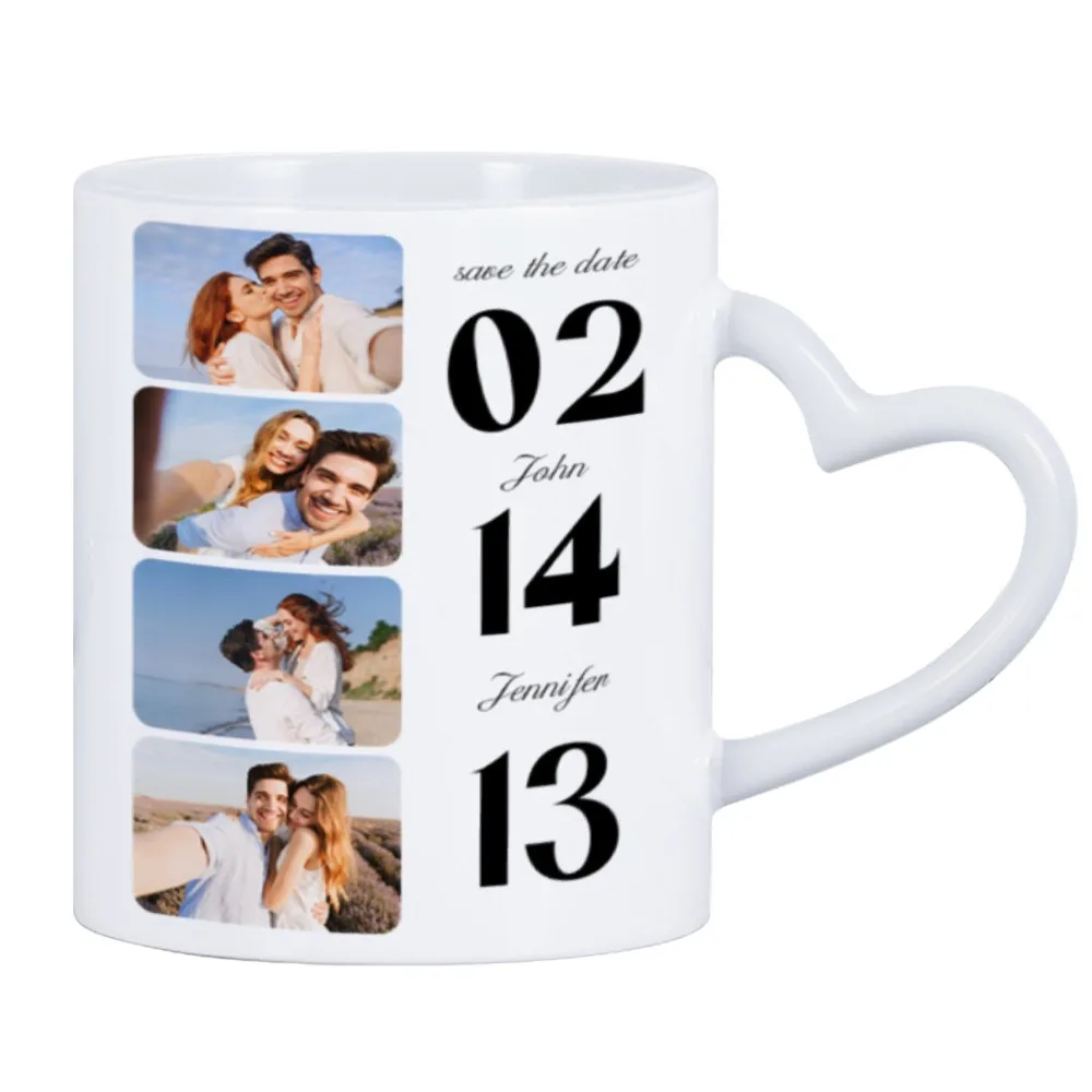 Custom Photo Coffee Mug Gift for Boyfriend Save The Date Tea Cup Wedding Sweet Gift Ceramics Mug for Valentine's Day Present Cup