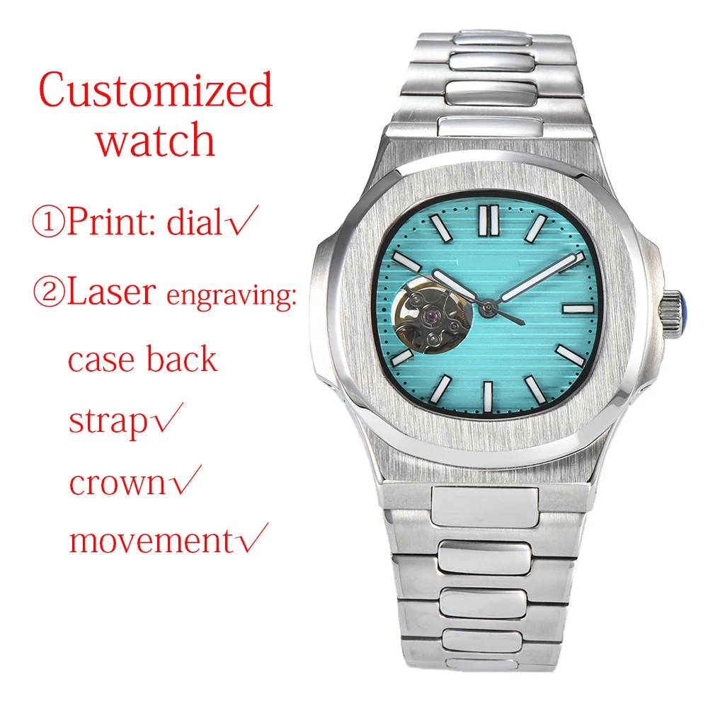 

Customized 41mm Men's Watch NH38 Automatic Watch Mechanical Hollow Out Dial Sapphire Glass Stainless Steel Waterproof Watch