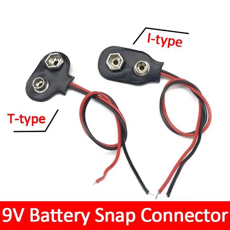 

5pcs 9V Battery Snap Connector Clip Lead Wires Holder Length 15cm