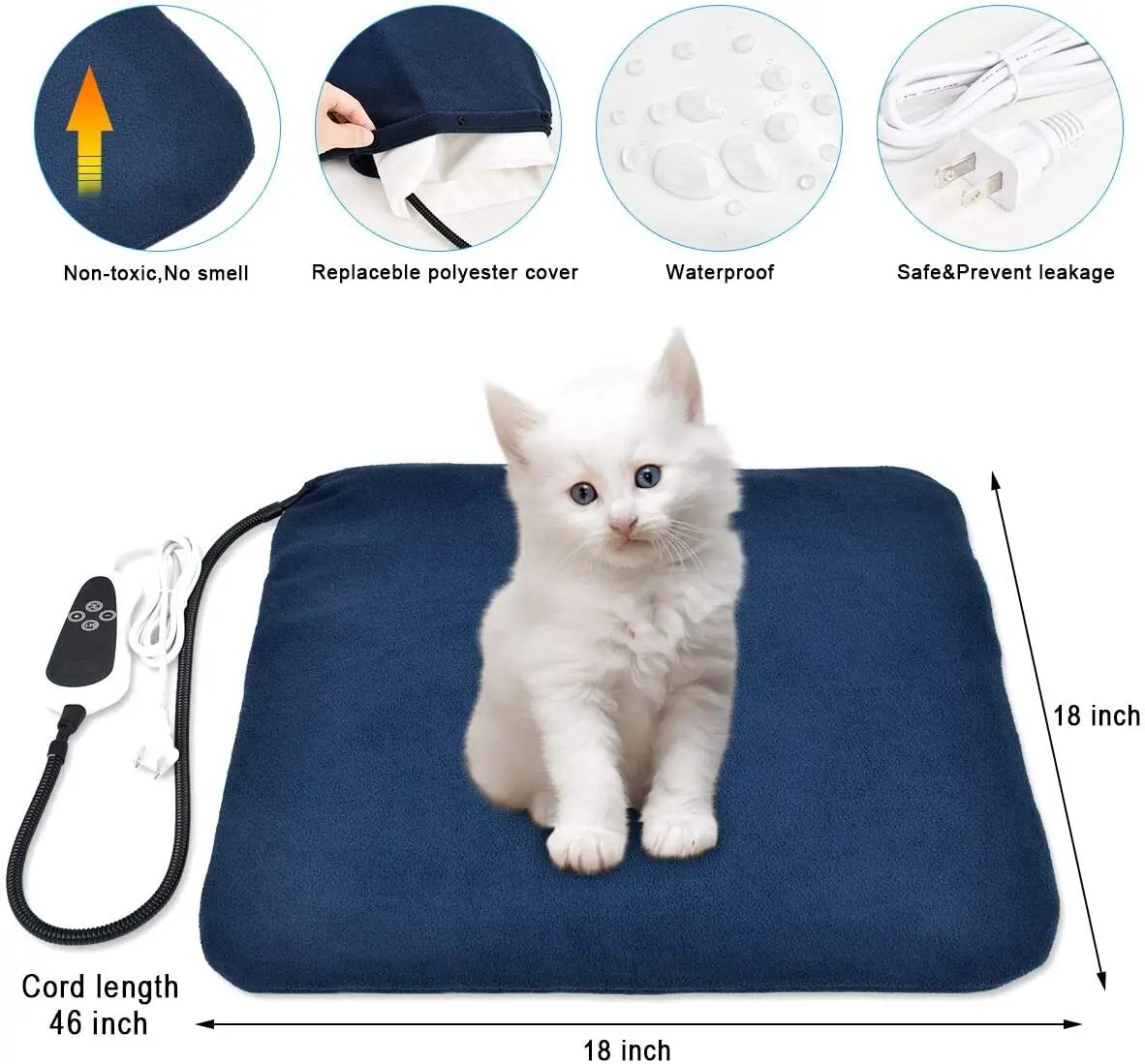 Pet Heating Pad, Electric Heating Pad for Dogs and Cats Indoor Warming Mat with Auto Power Off