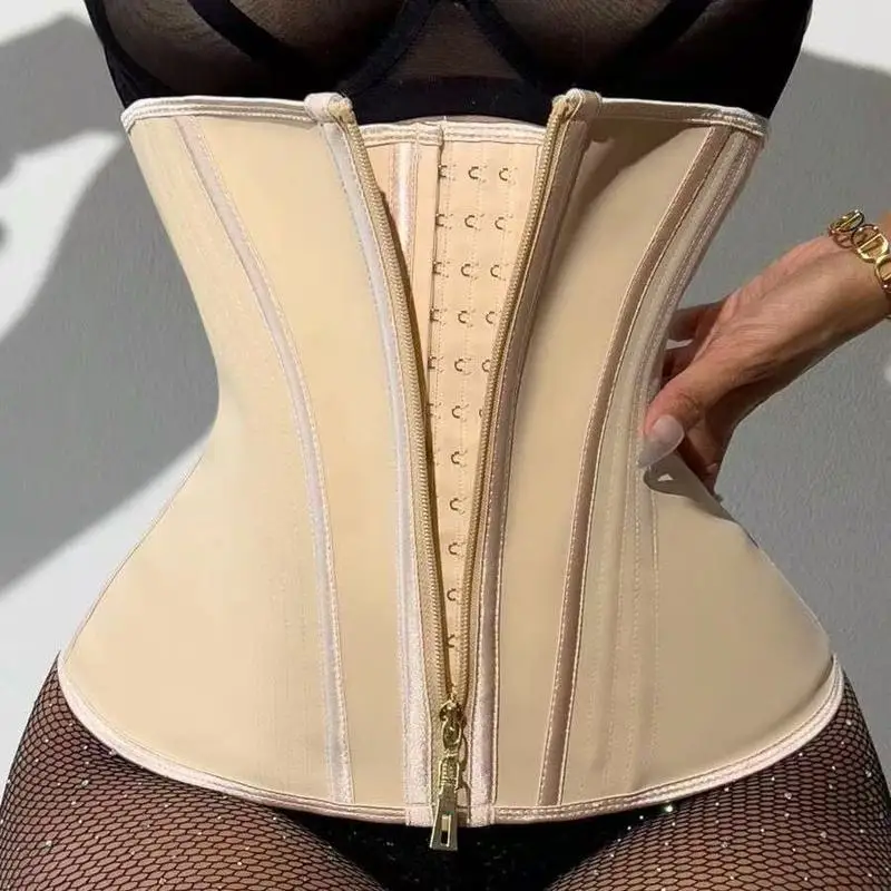Women Waist Trainer Corset Sweat Belt Slimming Body Shaper Tummy Control with Zipper Three Row Hooks for Gym Yoga Fitness Workou