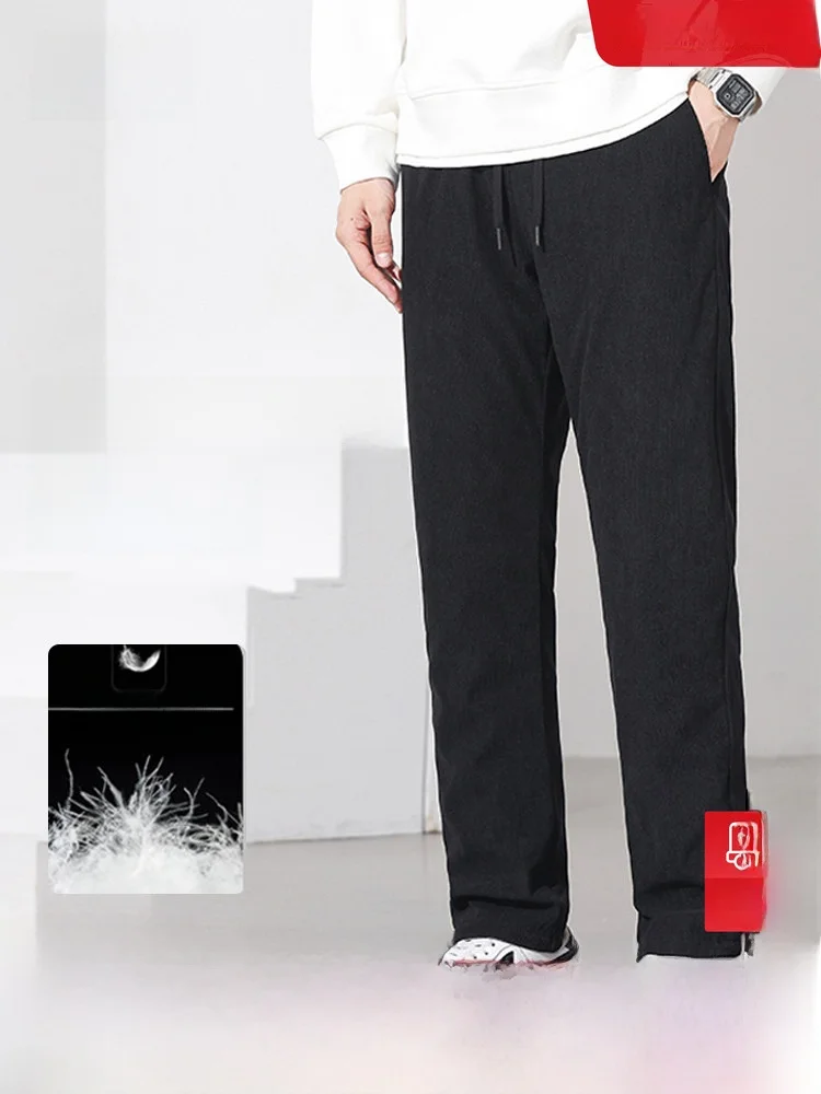 

Мужские пуховые брюки Snow Flng 2026 для весны и осени, эластичные вельветовые брюки с наколенниками, теплые, приятные к телу, повседневные длинные брюки для бизнеса и отдыха