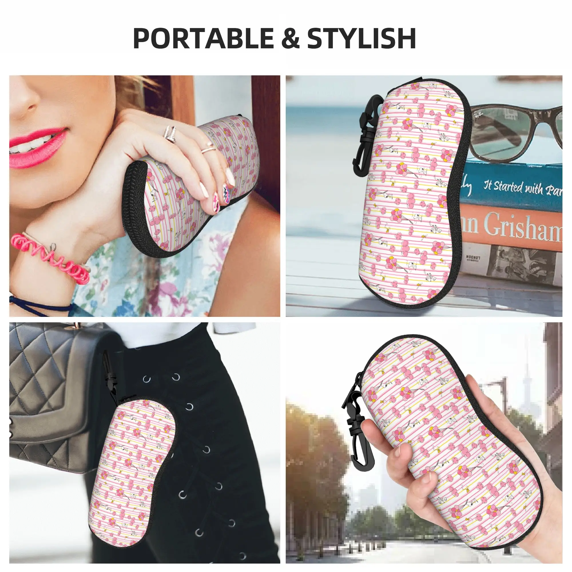 Snoopy Woodstock Cartoon Beagle Eyeglass Glasses Case Women Men Soft  Sunglasses Protective Pouch view 6