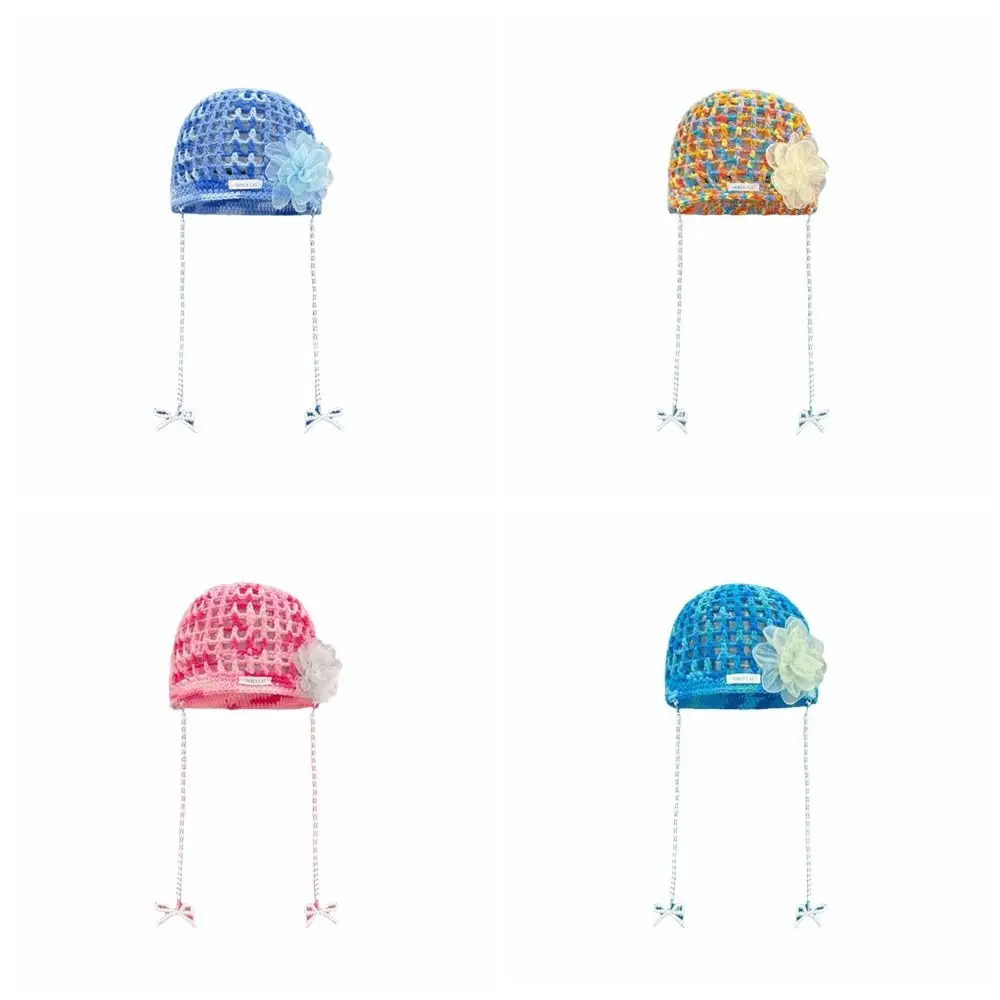 البوهيمي نمط الكروشيه شرابة قبعة صغيرة الجوف نسج زهرة البلوز قبعة رقيقة الدوبامين اللون القوس اللؤلؤ قبعة قبعة الشارع الشهير