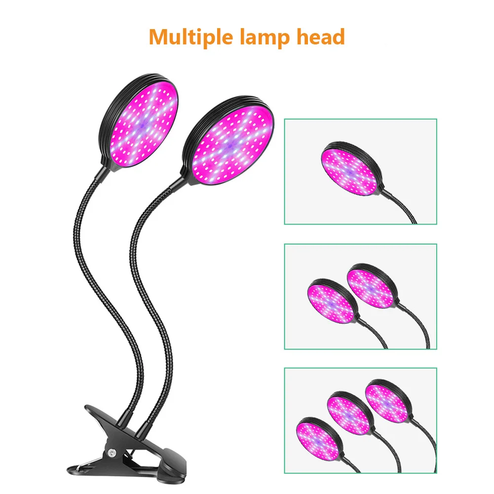 LED Grow Light, 60W Full Spectrum LED Gooseneck Plant Lamp With Timer Auto On/Off 4/8/12H, Clip-on Desk Grow Lamp, 5-Level Dim